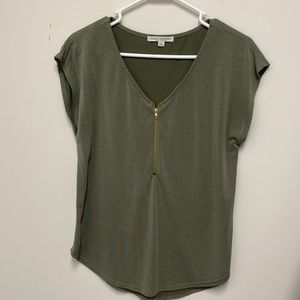 Green Top with Stylish Gold Zipper